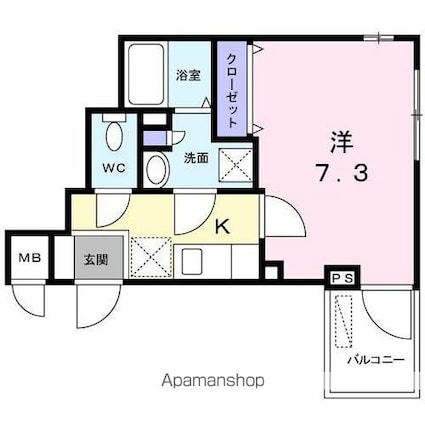 Ｈａｒｍｏｎｙ[1K/25.5m2]の間取図