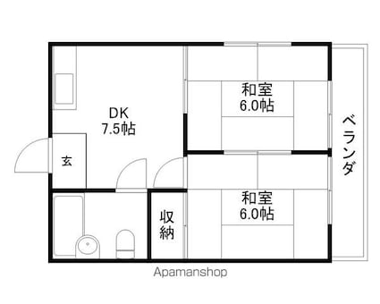 ハイツ西川[2DK/35m2]の間取図