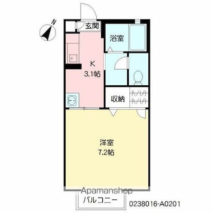 アヴァンツァーレ浦田[1K/24.92m2]の間取図