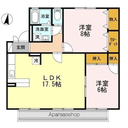 セジュール中道[2LDK/70.43m2]の間取図
