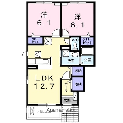 シュトラール　Ｂ[2LDK/56.47m2]の間取図