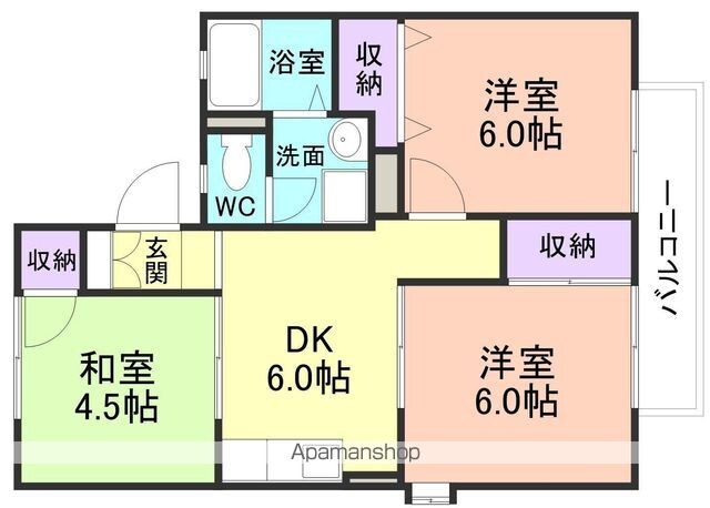 和歌山県和歌山市和歌川町[3DK/47.86m2]の間取図