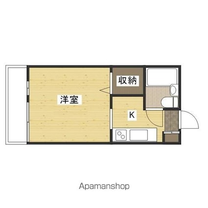 ＬＡ新徳田Ｂ[1R/22.65m2]の間取図