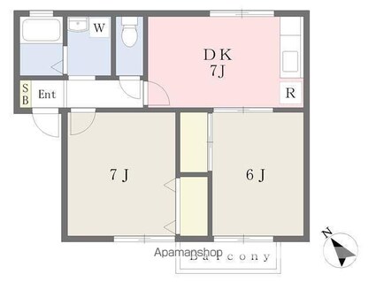セジュール青山Ａ棟[2DK/47.8m2]の間取図