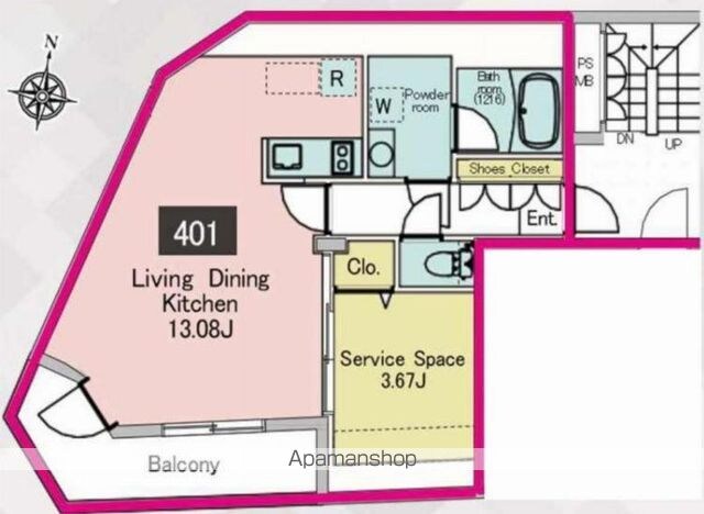 ＦＡＢＲＩＣ中井ｄｕｅ　Ｒｅｓｉｄｅｎｃｅ[1LDK/39.73m2]の間取図