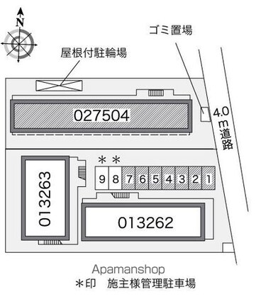 レオパレスエルパセオⅢ[1K/20.28m2]の配置図