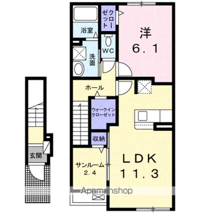 ネオフルールＡ[1LDK/50.96m2]の間取図