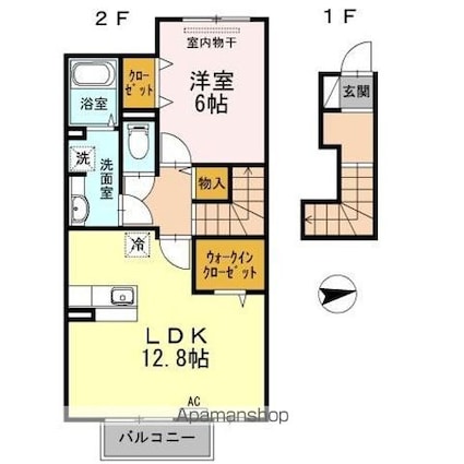 クオーレ・アロッジオ　勅使[1LDK/54.19m2]の間取図