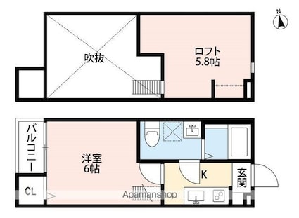 ディアコート亥鼻[1K/20.57m2]の間取図