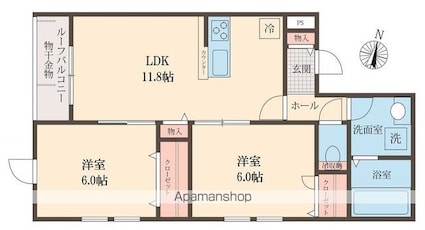 ＳＯＰＨＩＡ方南[2LDK/54.75m2]の間取図