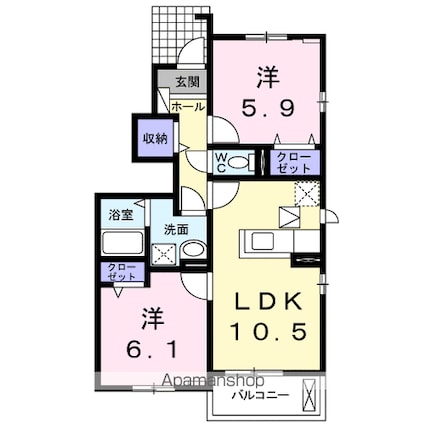 メゾン　幸[2LDK/53.95m2]の間取図