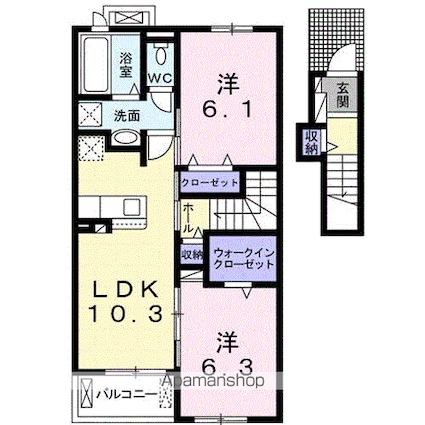 グランディル[2LDK/56.66m2]の間取図
