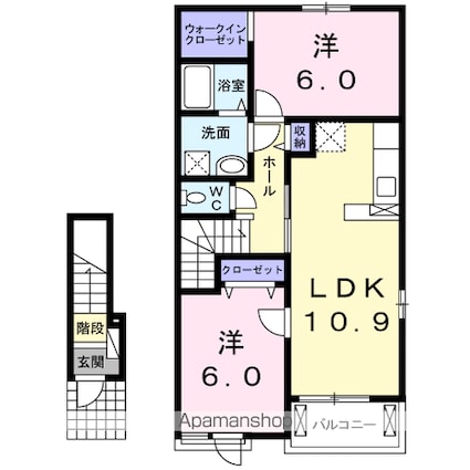 ルスティカーナＢ[2LDK/57.21m2]の間取図
