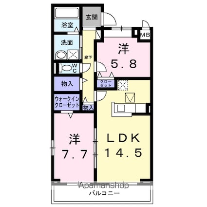 ルーチェ[2LDK/67.27m2]の間取図