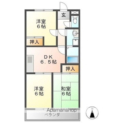 レジデンス旭[3DK/53.5m2]の間取図