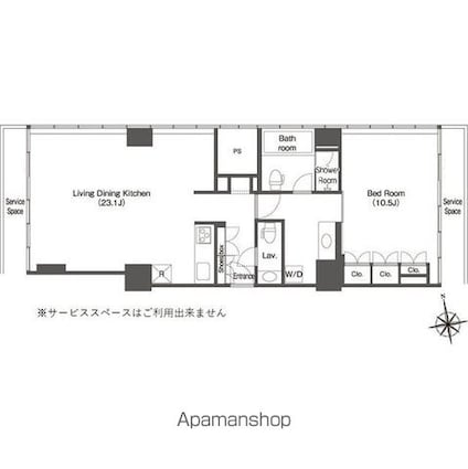 ウエリスアーバン品川タワー[1LDK/83.82m2]の間取図