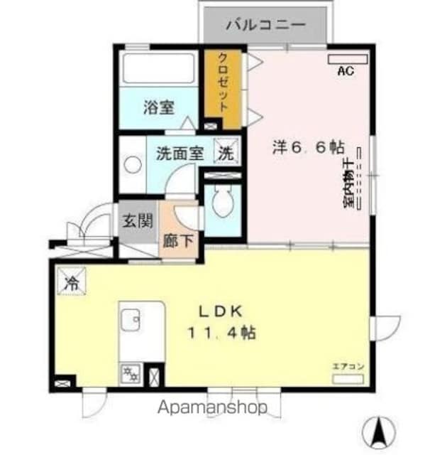ラヴェール等々力[1LDK/44.24m2]の間取図