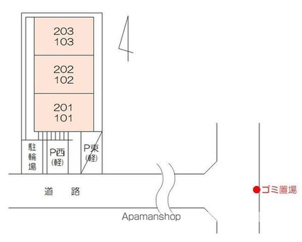 グランドハイツ増田[1R/22.35m2]の配置図
