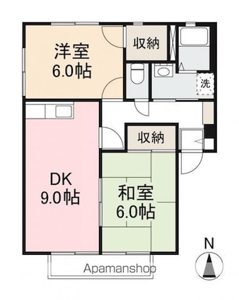 サニーコート・ヤマシタＡ・Ｂ[2DK/52.84m2]の間取図