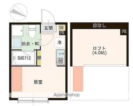 ハーモニーテラス白鷺Ⅱ[1R/19.87m2]の間取図