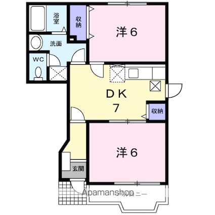 ムーンライト[2DK/44.34m2]の間取図