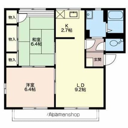 フレグランス上杉　Ｂ棟[2LDK/54.13m2]の間取図