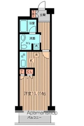 ガーデン目黒南[1R/28.46m2]の間取図