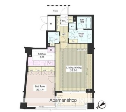 外苑レジデンス[1LDK/71.53m2]の間取図