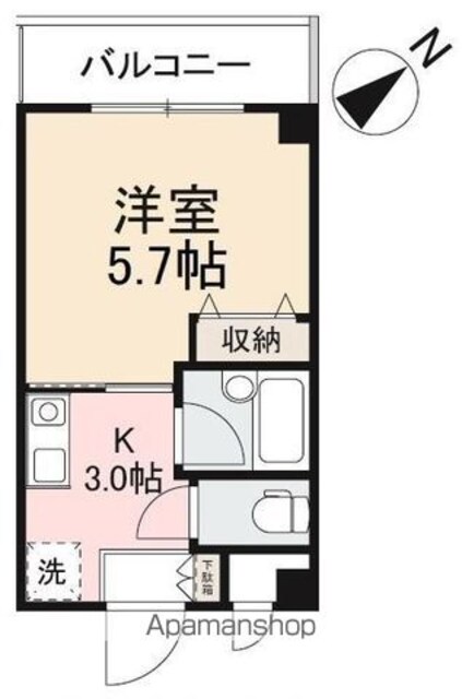 香川県高松市宮脇町２丁目[1K/18.48m2]の間取図