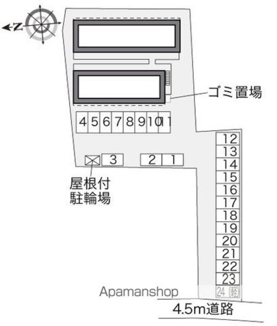 レオパレスピアーナ[1K/23.18m2]の配置図