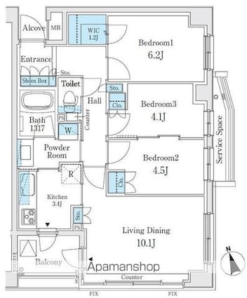 パークホームズ板橋ブロッサムアヴェニュー[3LDK/66.11m2]の間取図