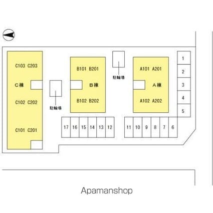 ライブリーハイム　ミーサ　Ａ棟[2LDK/54.39m2]の配置図