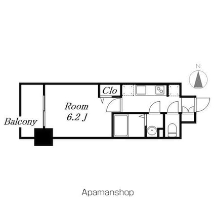 プレサンス太閤通ファシール[1K/22.23m2]の間取図