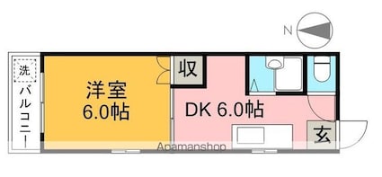 藤本商事第三ビル[1DK/23m2]の間取図
