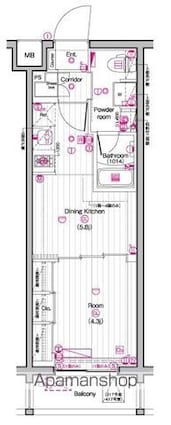 東京都中野区東中野５丁目[1DK/25.98m2]の間取図