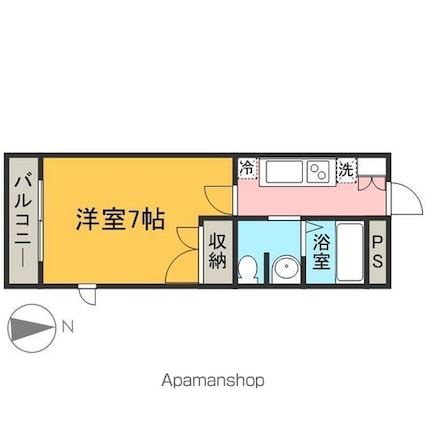 アルテールＡ棟[1K/24.71m2]の間取図