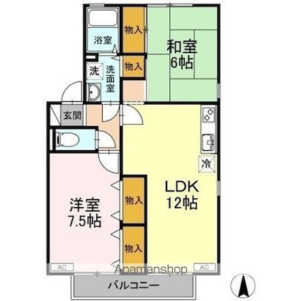 フローラリア田中　Ｂ棟[2LDK/59.2m2]の間取図