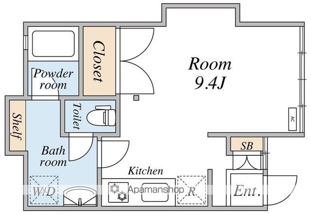 ピソス四谷[1R/26.2m2]の内装