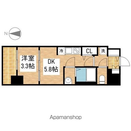プレサンス　ジェネ　新栄町駅前　葵[1DK/25.11m2]の間取図