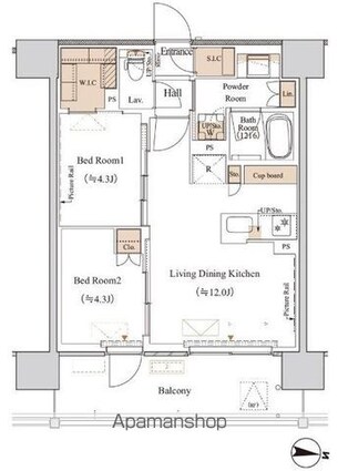 ブランシエスタ木場[2LDK/48.75m2]の間取図