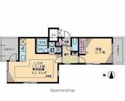 東京都中野区中野５丁目[1LDK/42.46m2]の間取図