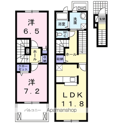 プリムローズＨＢ[2LDK/67.05m2]の間取図
