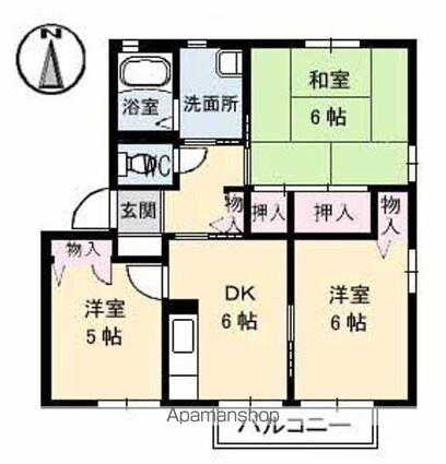 クレール瀬戸見　Ａ棟[3DK/54.82m2]の間取図