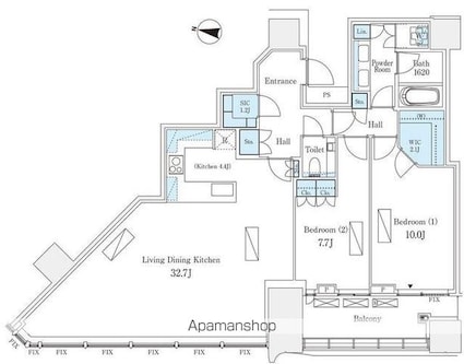 パークコート渋谷ザタワー[2LDK/113.72m2]の間取図
