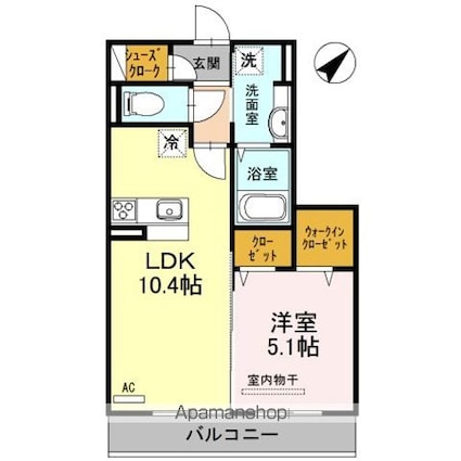Ｃａｓａ　ｒａｆｆｉｎｅ　青地[1LDK/40.18m2]の間取図