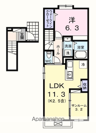 アルドーレⅡ[1LDK/50.74m2]の間取図