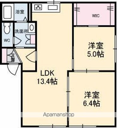 アブニール矢野東[2LDK/54.81m2]の間取図