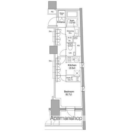 ザ・パークハビオ小石川[1K/29m2]の間取図