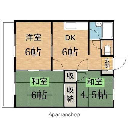 オレンジハイツ[3DK/48.68m2]の間取図