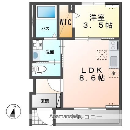 ＯＬＩ　ＯＬＩ　Ｂ（オリオリＢ）[1LDK/32.12m2]の間取図
